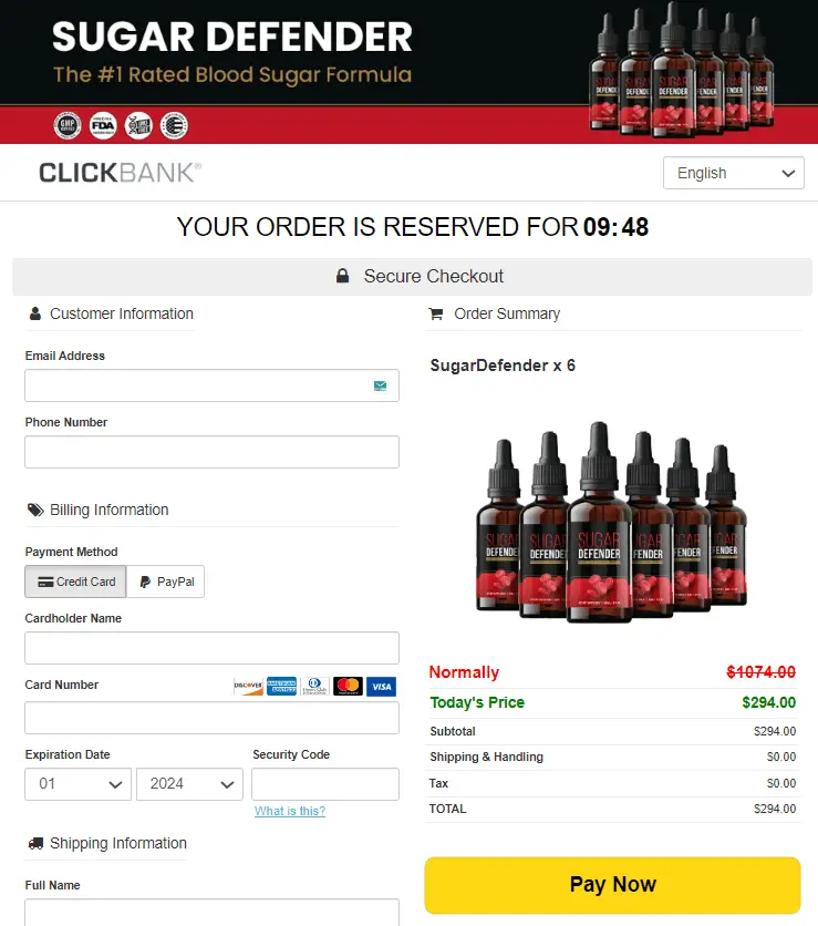 Sugar Defender Order Page Image 